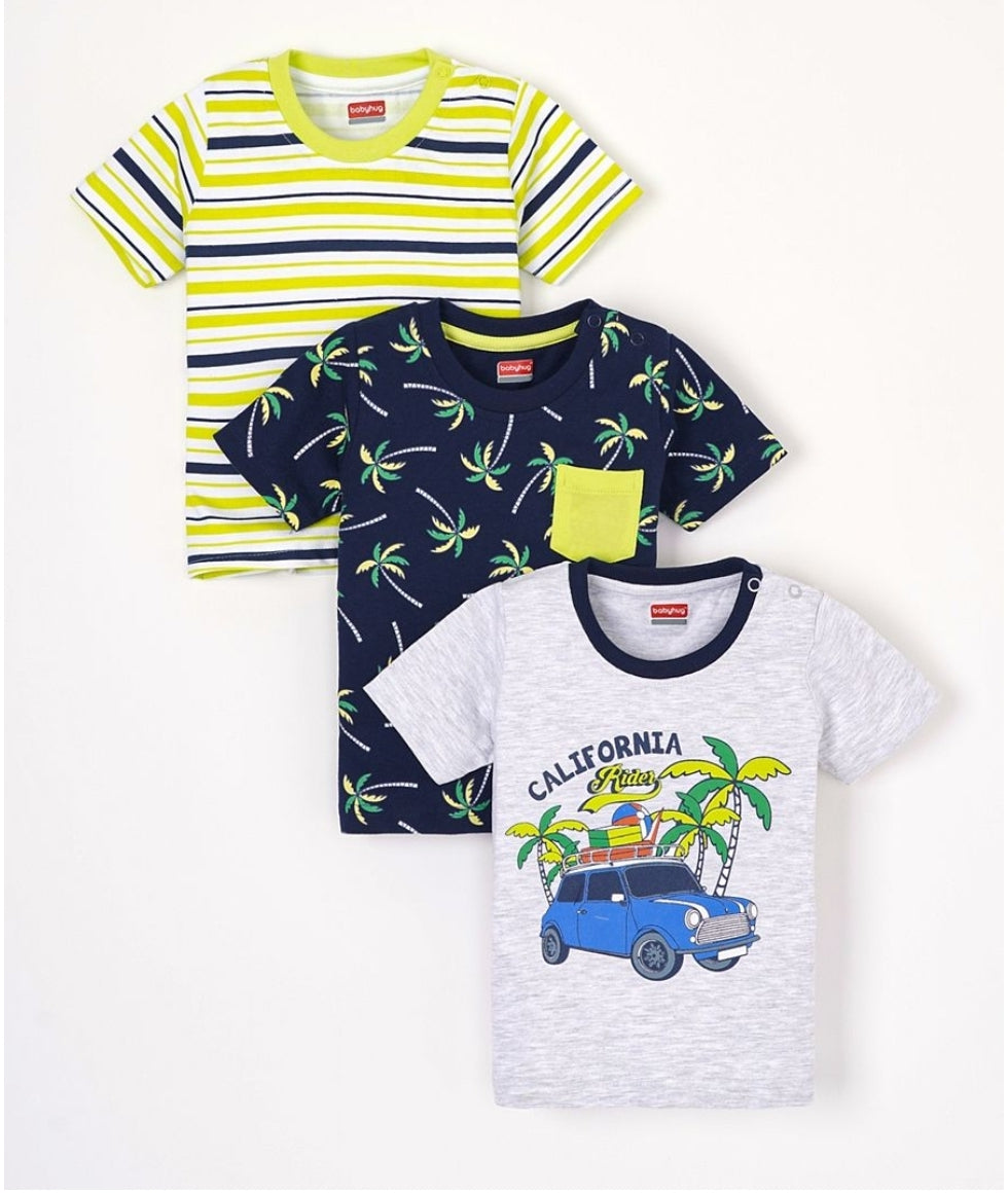 Half Sleeves T-Shirts Multi Print Pack of 3