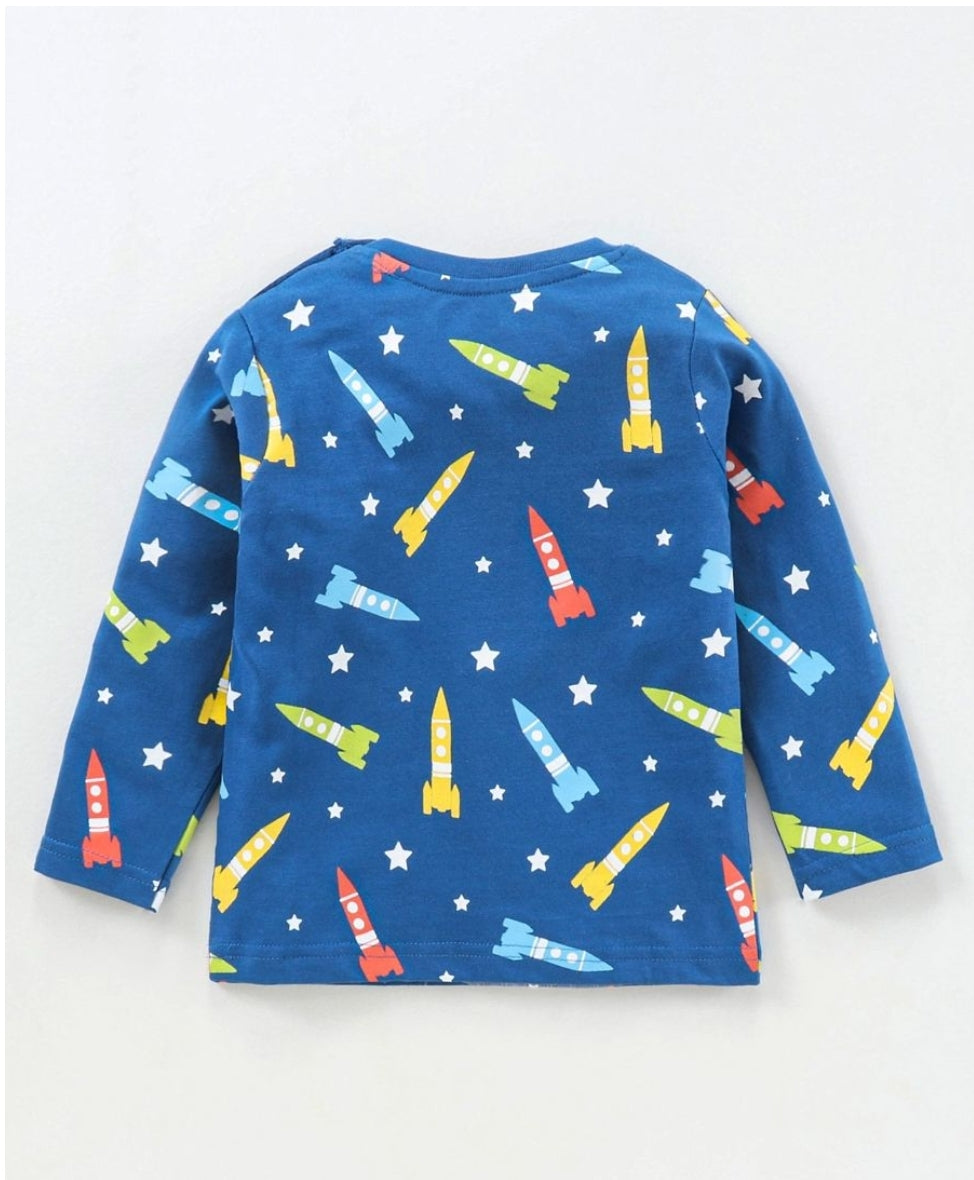 Night Suit Rocket & Stars Print