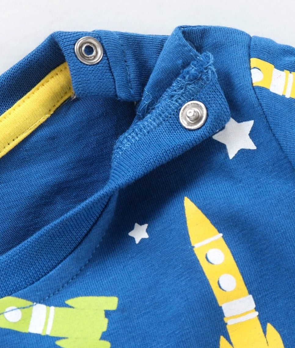 Night Suit Rocket & Stars Print