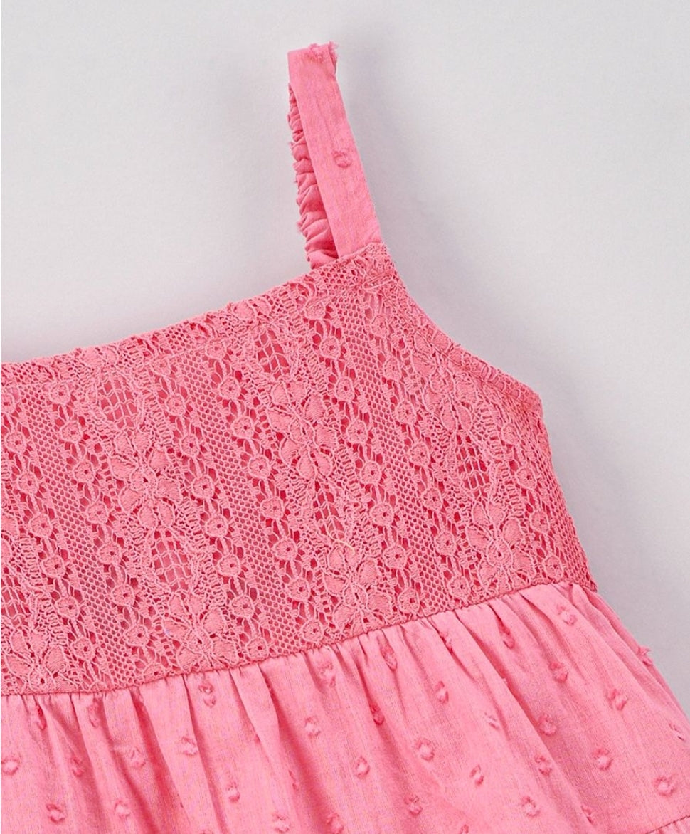 Pink Frock with lace detailing