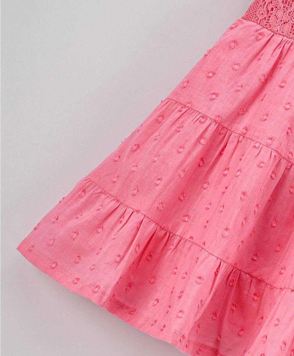 Pink Frock with lace detailing