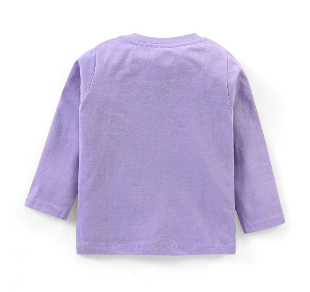 Cotton Knit Full Sleeves Night Suit Hippo Print - Lavender