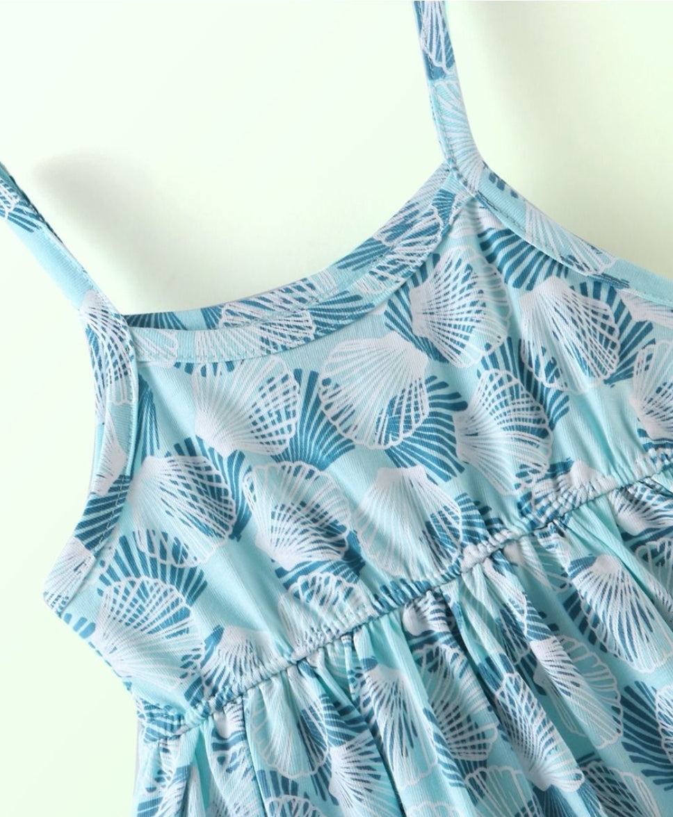 Frock with Shells Print - Blue