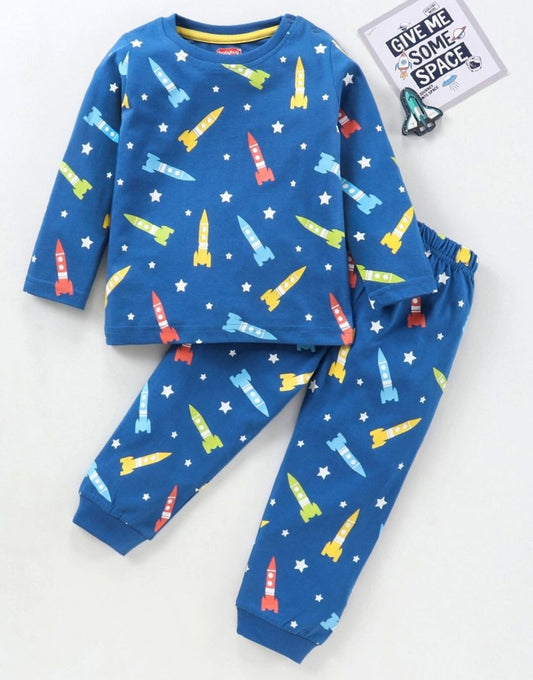 Night Suit Rocket & Stars Print