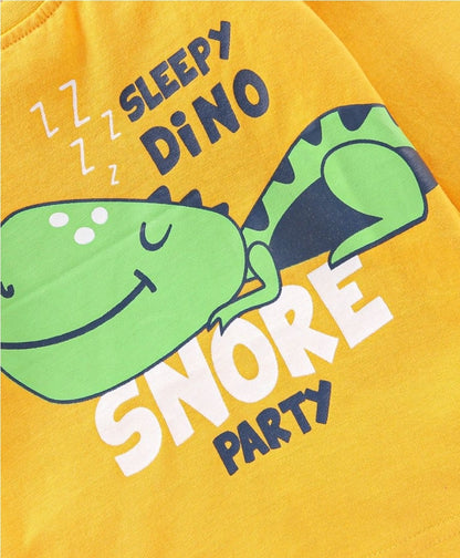 Dino Graphic Night Suit - Yellow