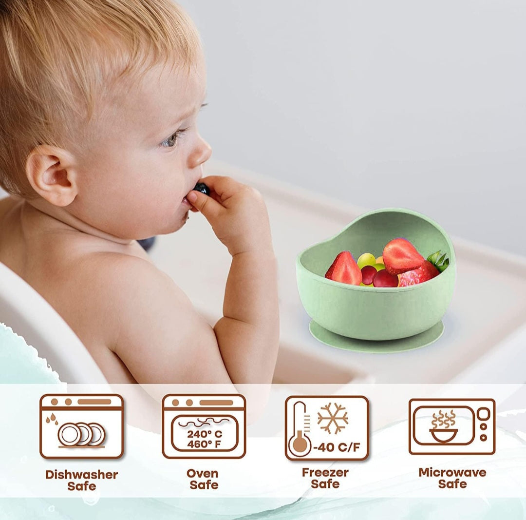 Silicone Baby Feeding Three-piece Tableware Set