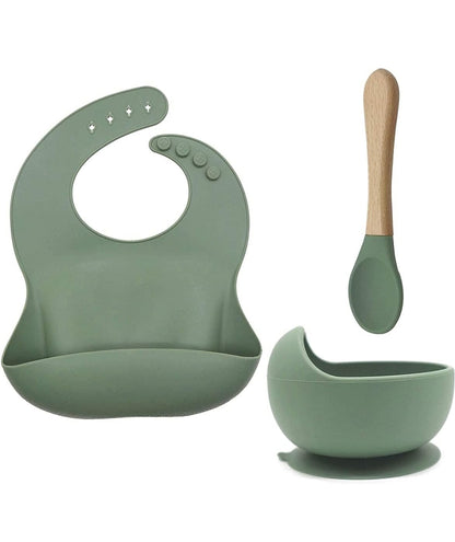 Silicone Baby Feeding Three-piece Tableware Set