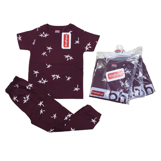 Burgundy Palm Tree Print T-Shirt & Bottom Set