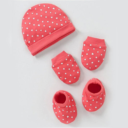 Sweetheart Snuggles - Cap Mittens & Booties Set